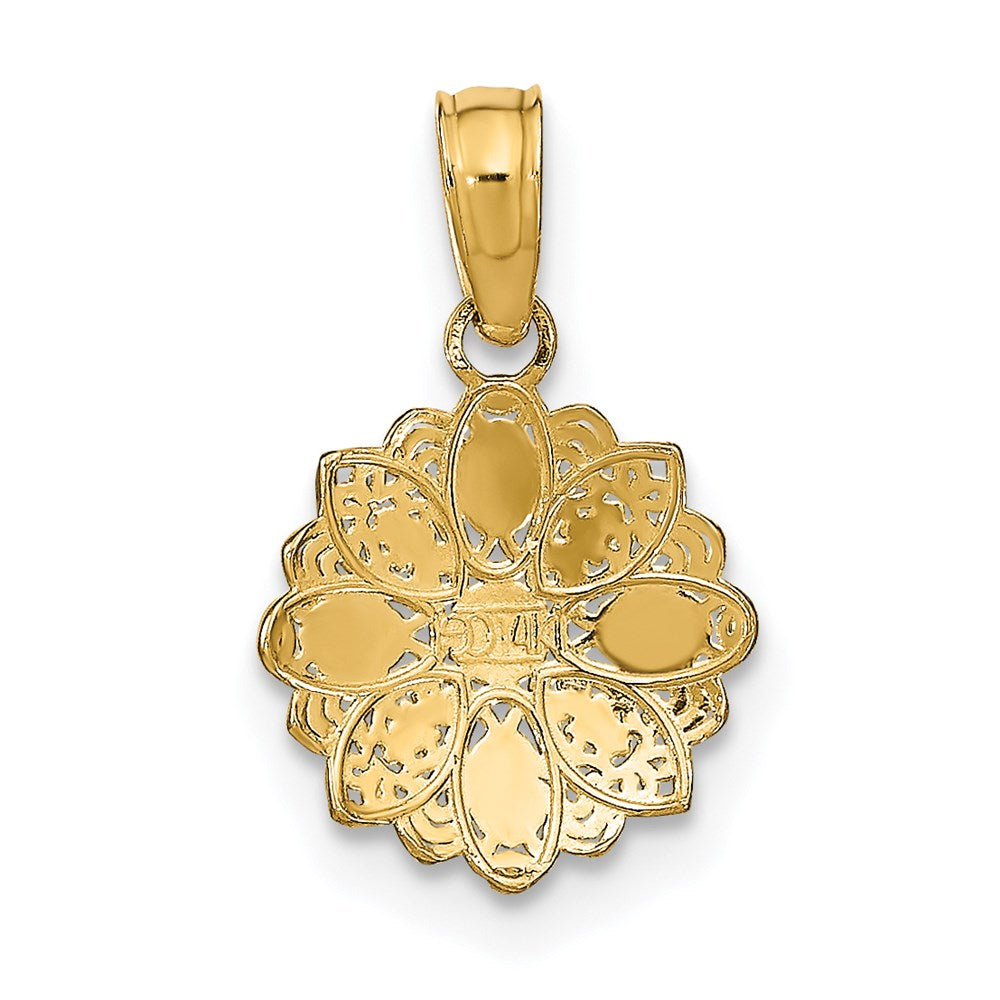 14K w/Rhodium and D/C Mini Filigree Flower Charm