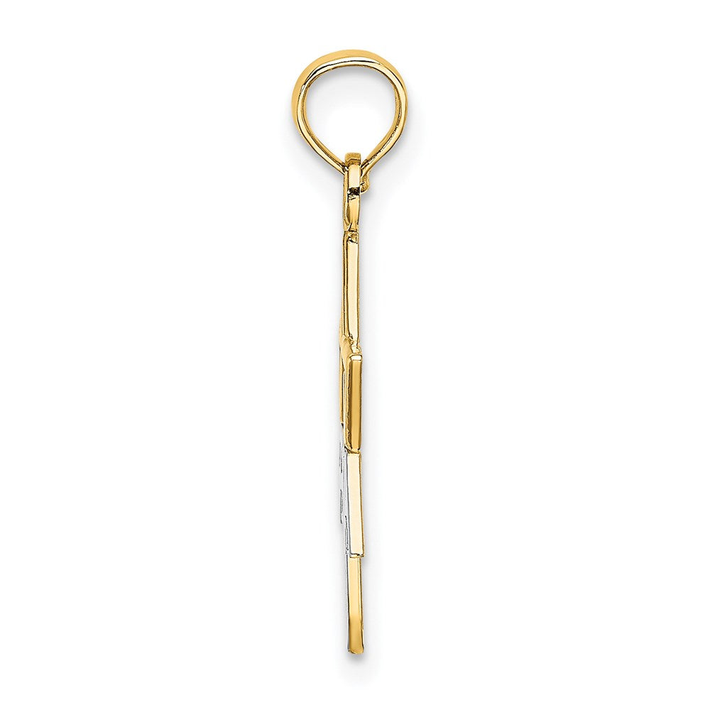 14K W/ Rhodium 1/2 Star w/FAITH Charm