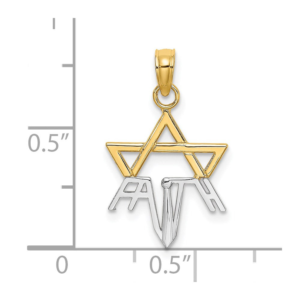14K W/ Rhodium 1/2 Star w/FAITH Charm