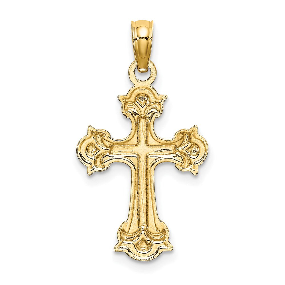 14K W/ Rhodium and D/C Fleur-De-Lis Cross Charm