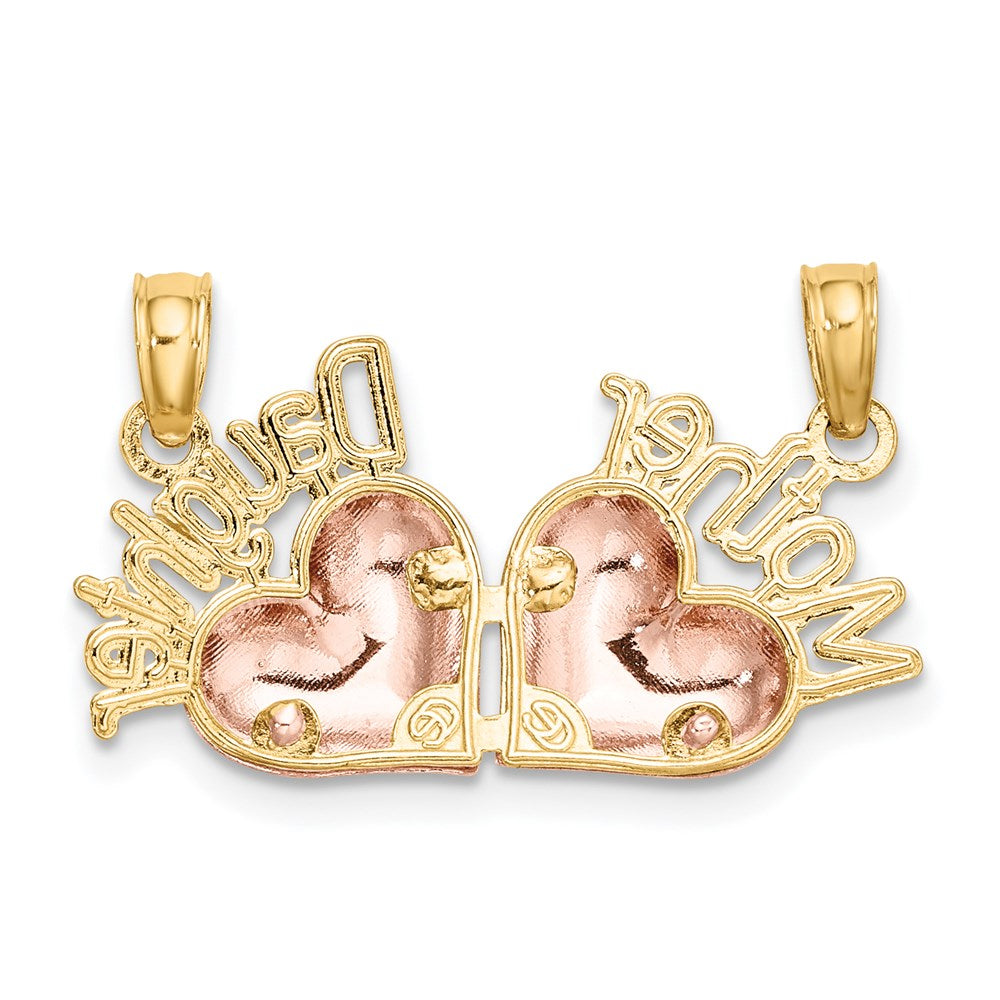 14k Two-Tone MOTHER and DAUGHTER Break-Apart Hearts Charm