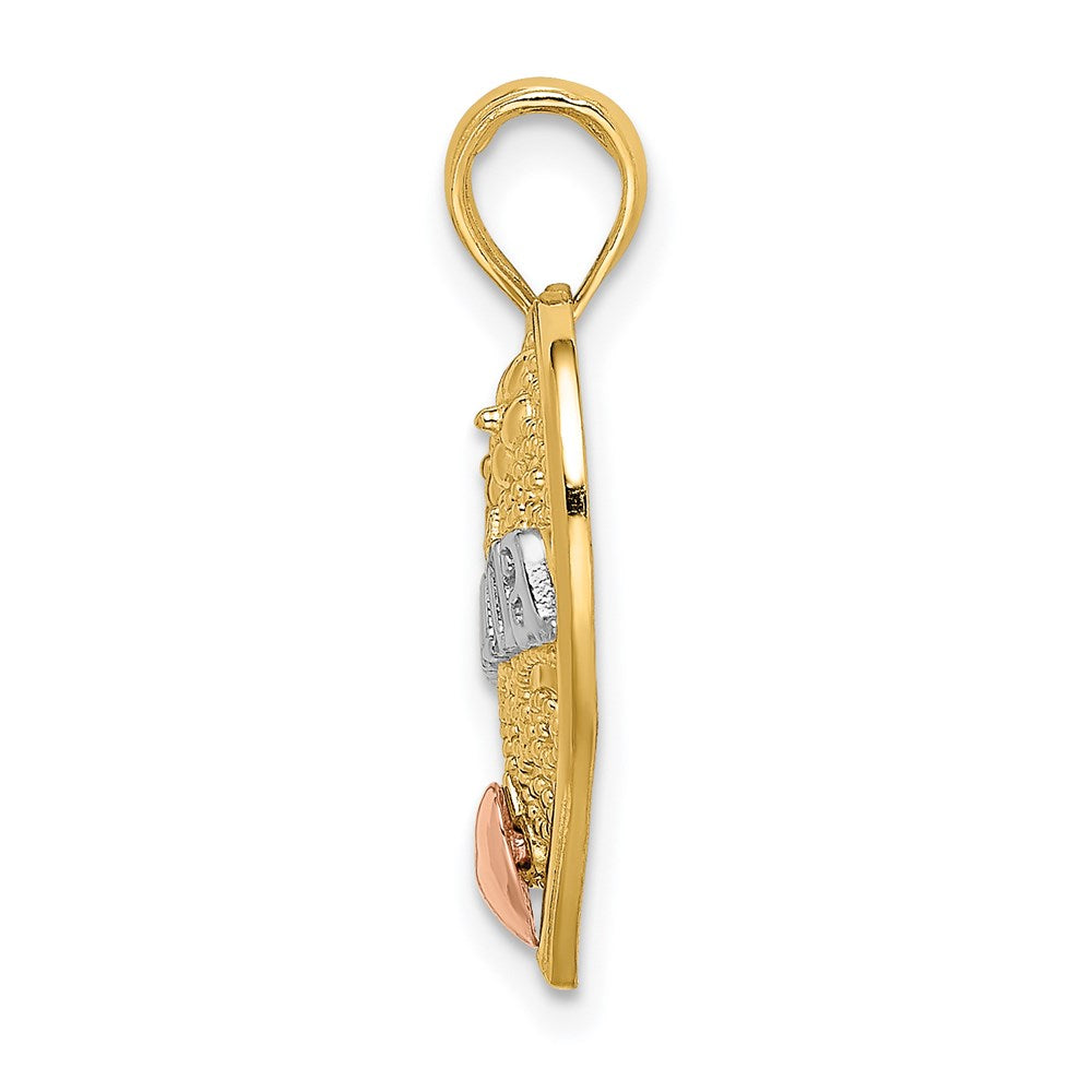 14k Two-tone White Rhodium GRANDMA In Filigree Heart Charm
