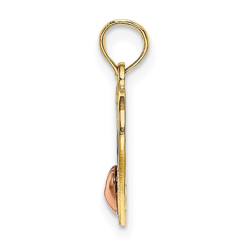14K Two-tone w/White Rhodium Polished MOM in Heart Pendant