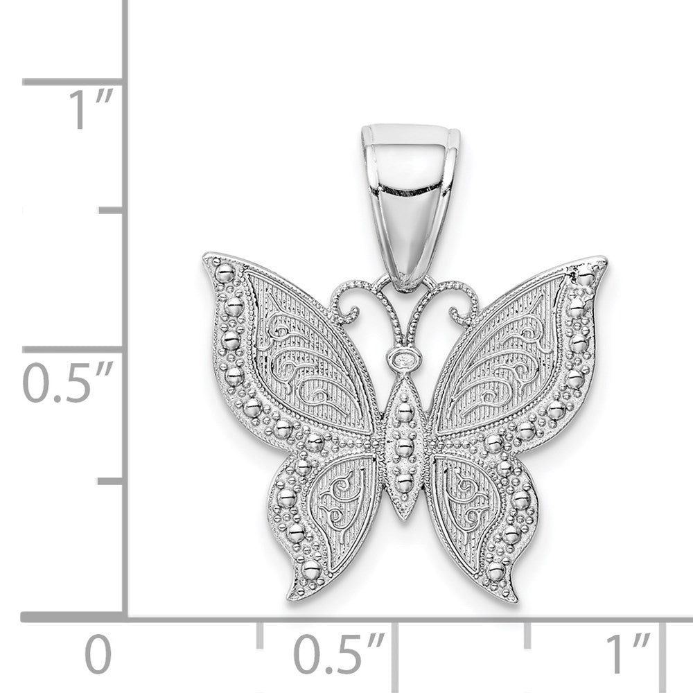 14K White Gold Butterfly Pendant