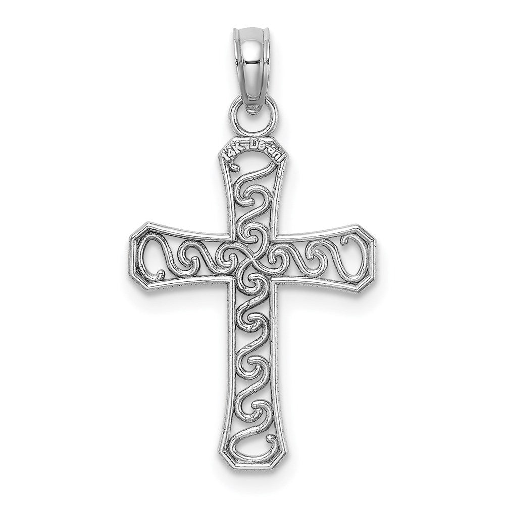14k White Gold Fancy Cross Pendant