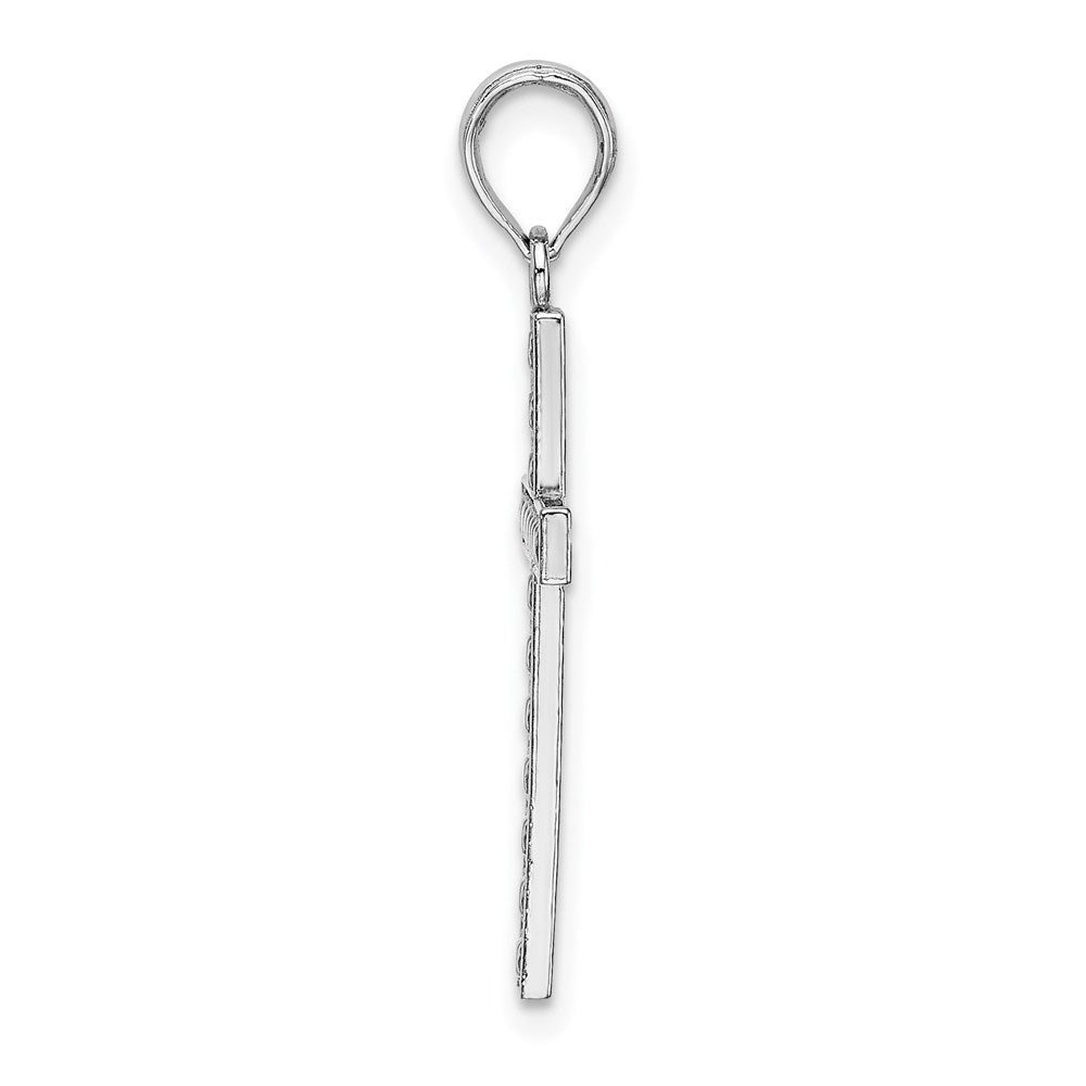 14K White Gold Beaded Block Cross Charm