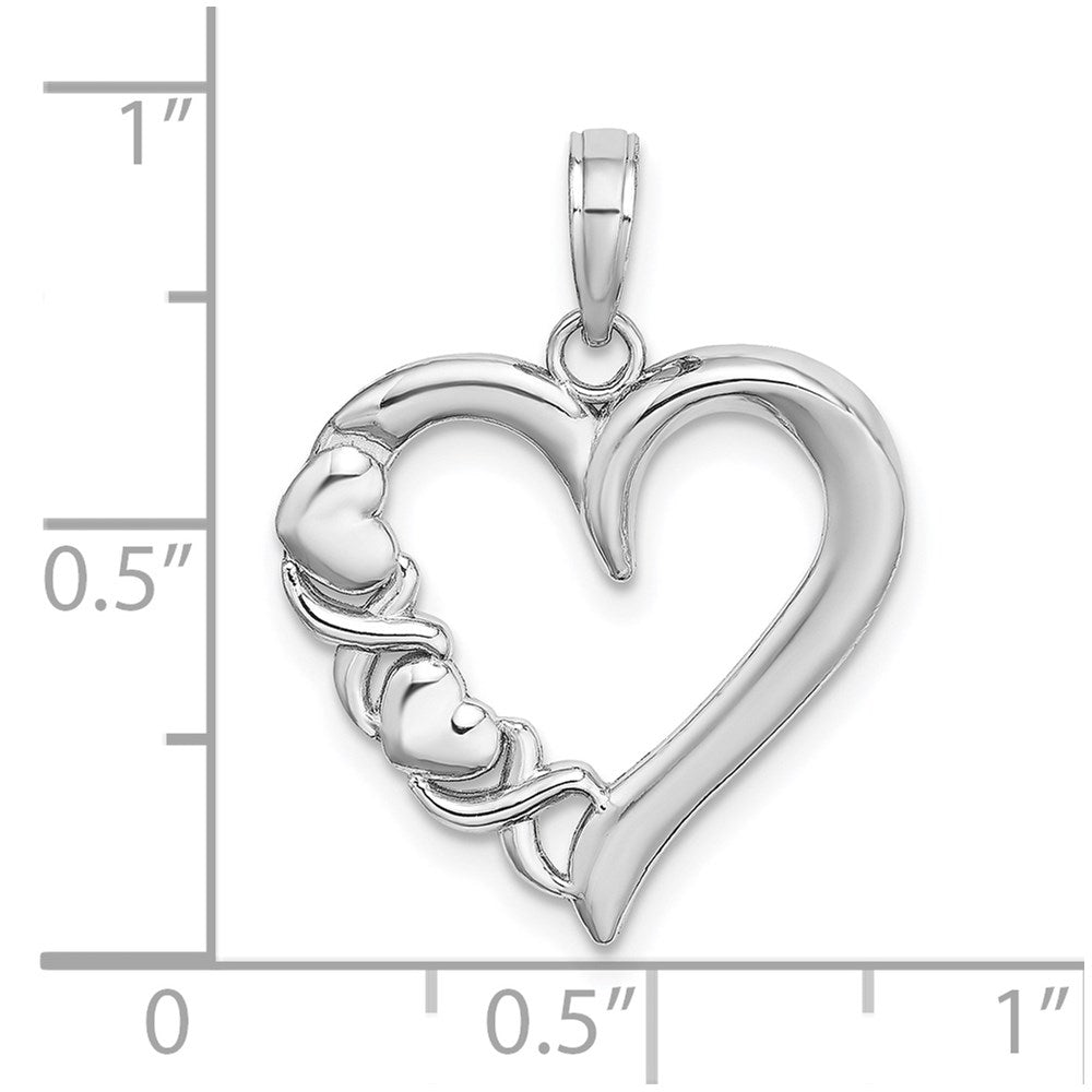 14K White Gold Polished - X- Heart Charm