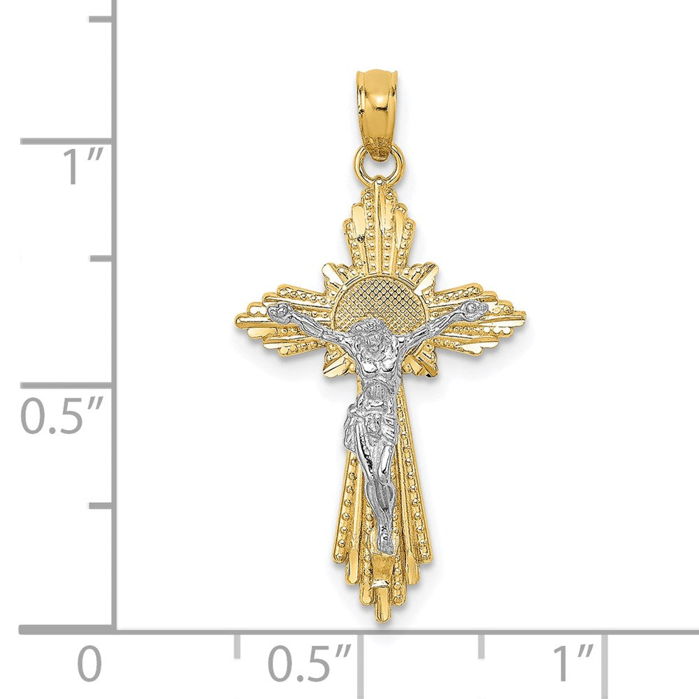 14K Two-tone D/C Crucifix Pendant