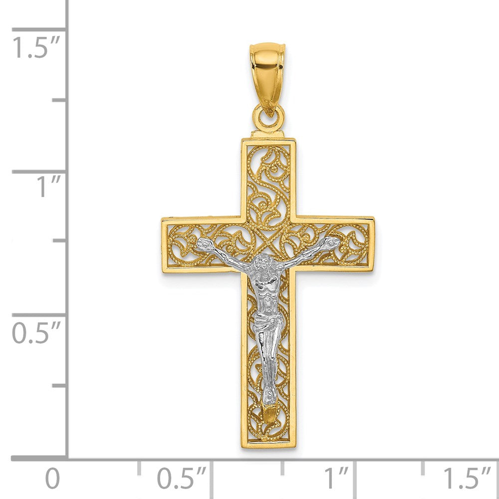 14k Two-tone Crucifix Pendant