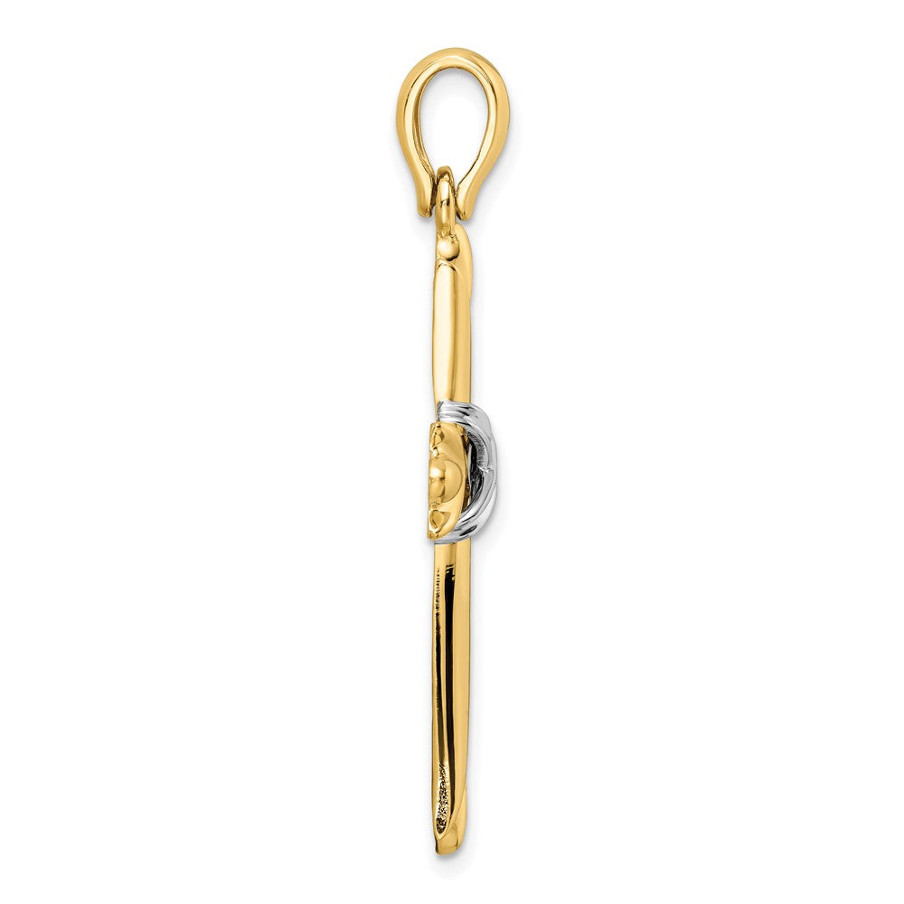 14k Two-tone Polished w/ X-center Cross