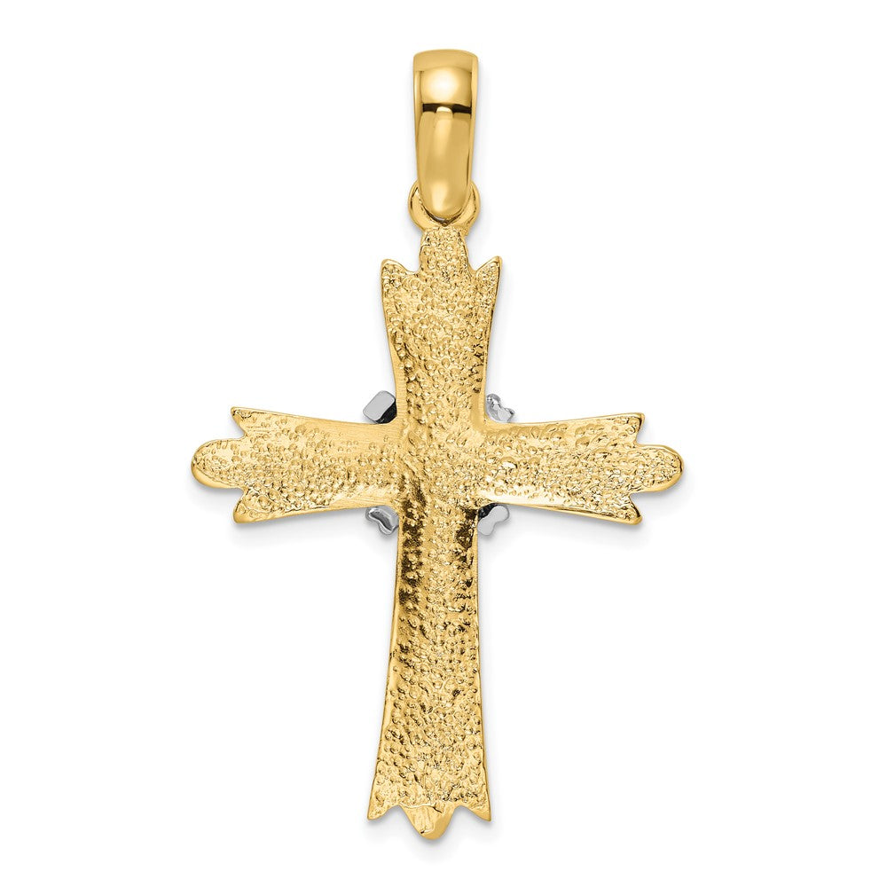 14k Two-tone Polished w/ X-center Cross