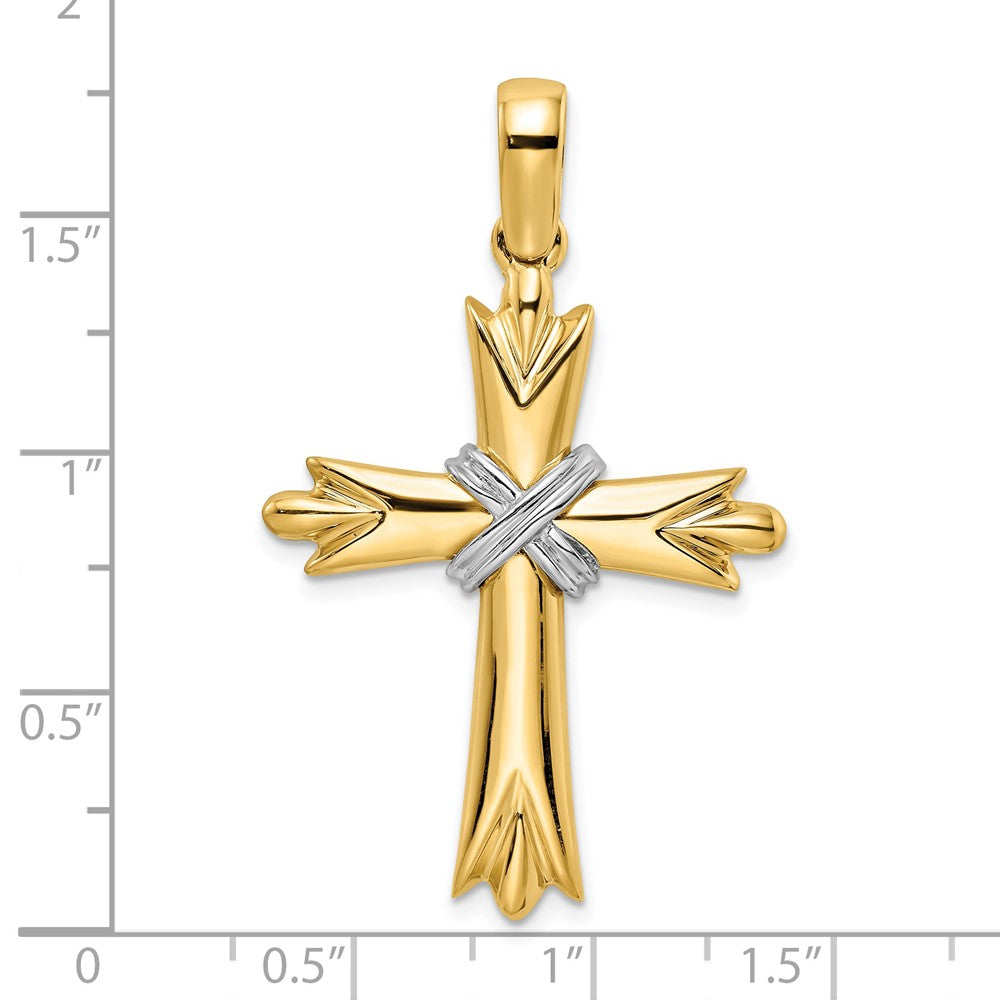 14k Two-tone Polished w/ X-center Cross