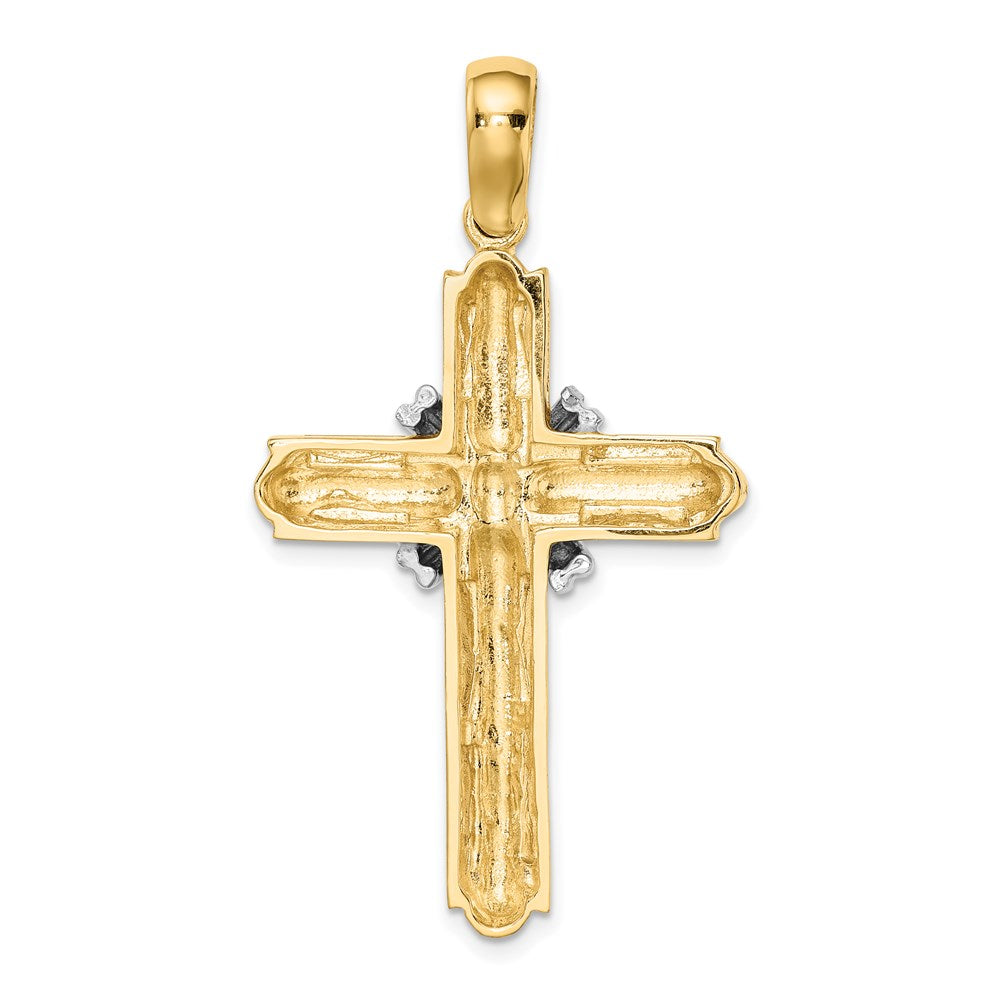 14K Two-tone X Center Polished Cross