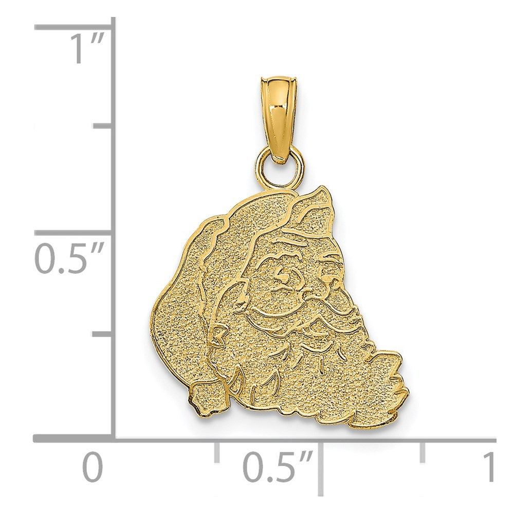 14K Textured Flat Santa Face Charm