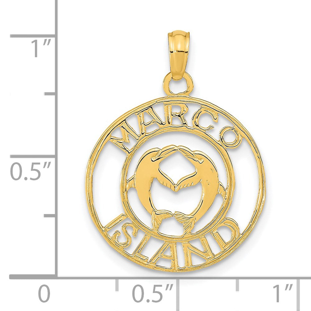 14K MARCO ISLAND with Dolphins Circle Pendant