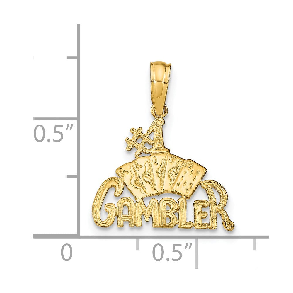 14K GAMBLER w/Cards Pendant