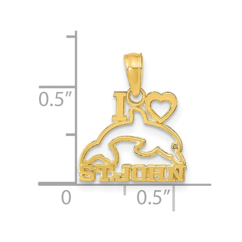 14K I HEART ST. JOHN w/Dolphin Pendant