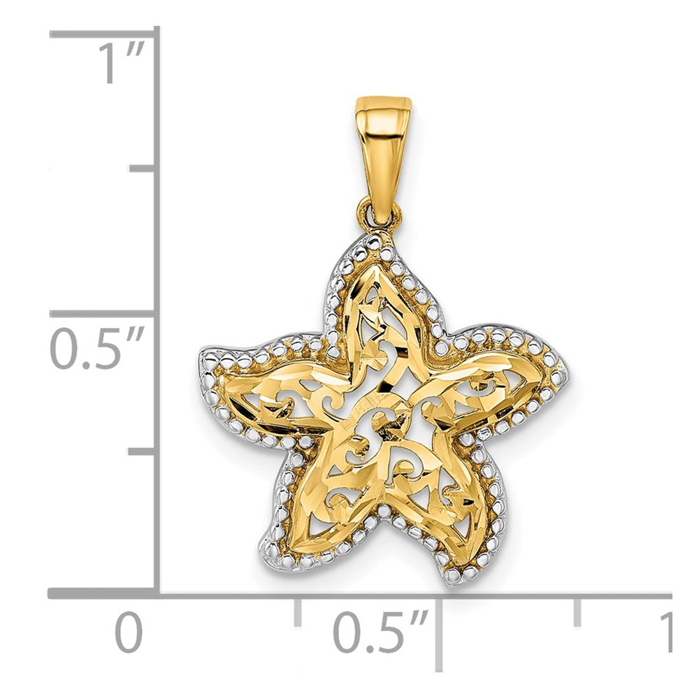 14k with White Rhodium Starfish Pendant