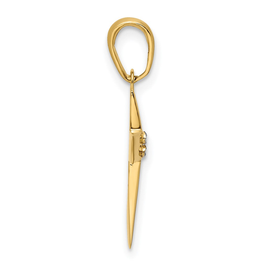 14K w/Rhodium D/C Cross Pendant