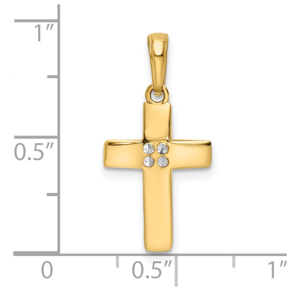 14K w/Rhodium D/C Cross Pendant