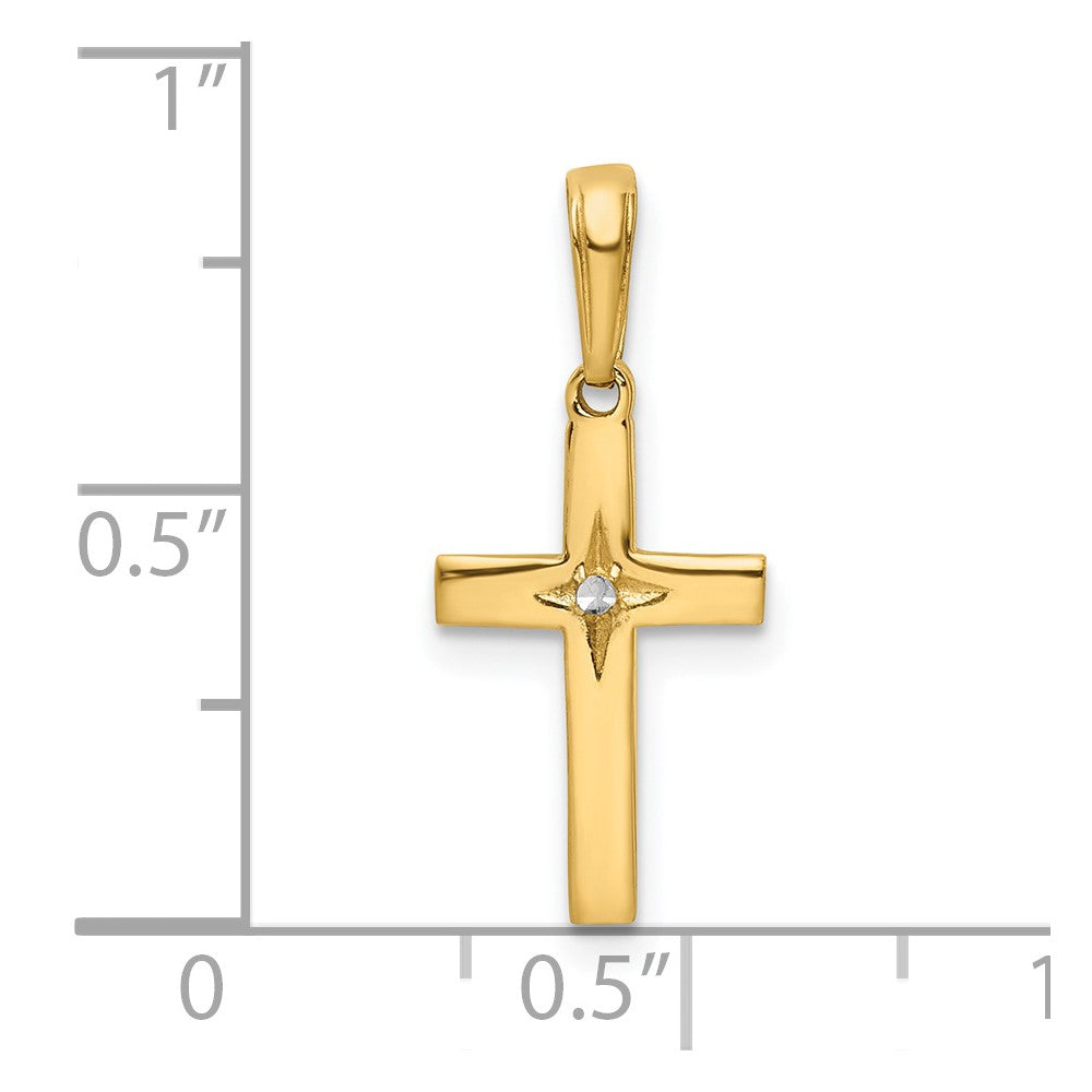 14K w/Rhodium D/C Cross Pendant