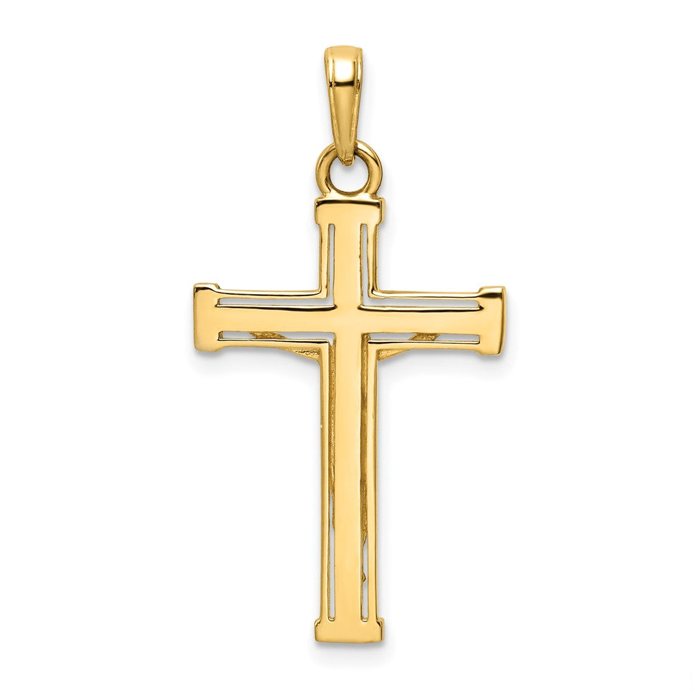 14K w/Rhodium D/C Crucifix Pendant