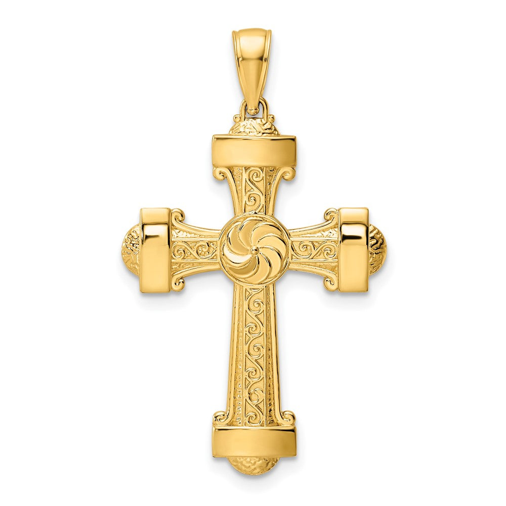 14K Polished Fancy Cross Pendant