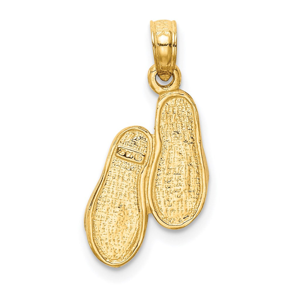 14k  3D w/Rhodium Solid Polished Sandals Pendant
