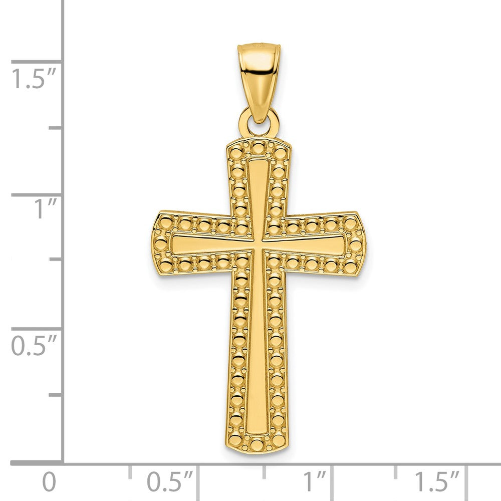 14K Polished Beaded Cross Pendant