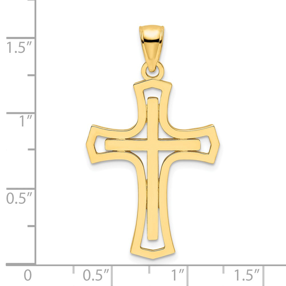 14K Polished Double Cross Pendant
