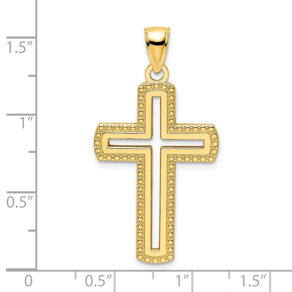 14K Polished Beaded Cross Pendant
