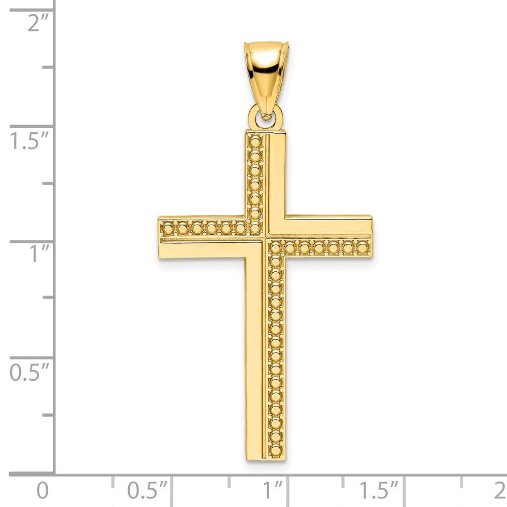 14K Polished Beaded Cross Pendant