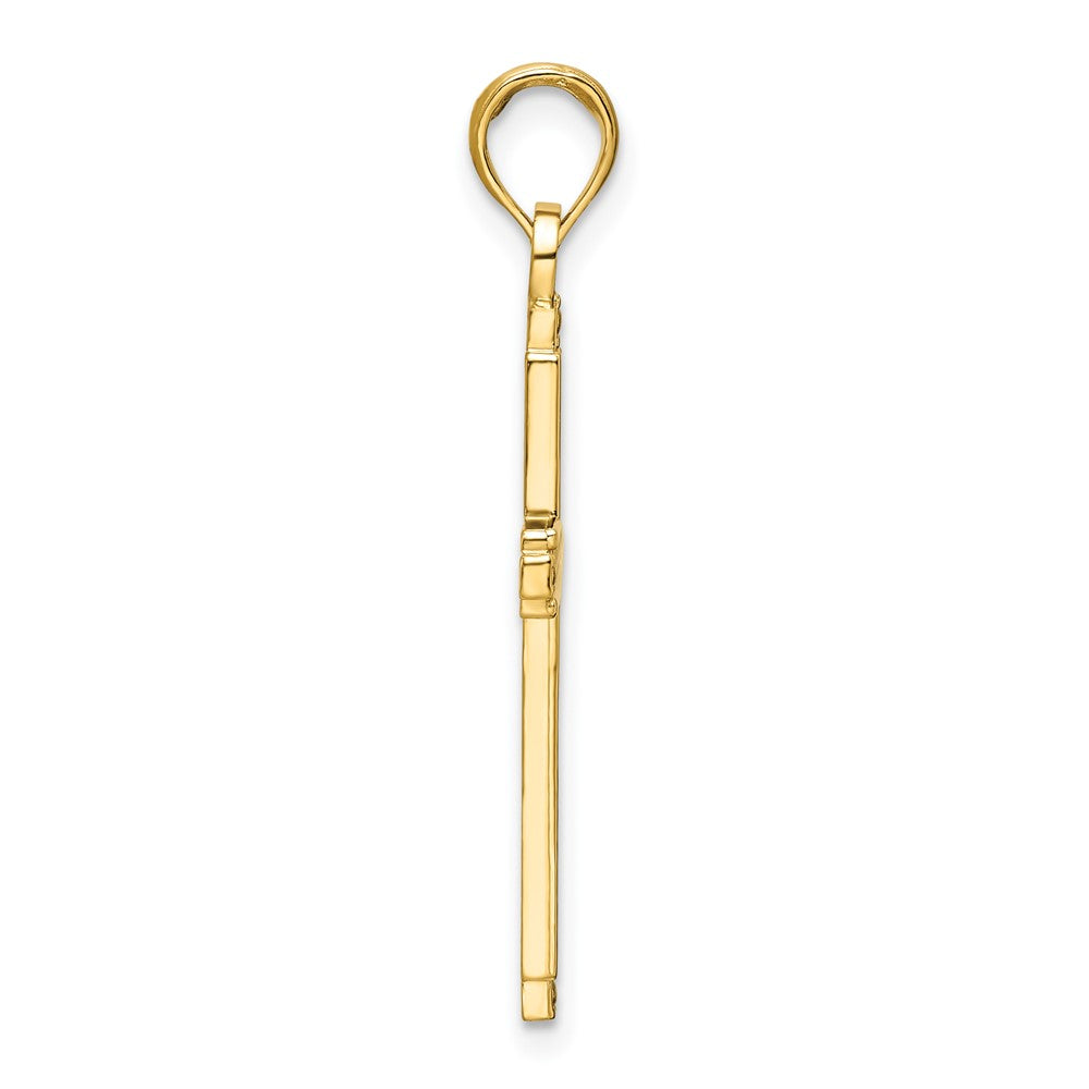 14K Polished Beaded Cross Pendant