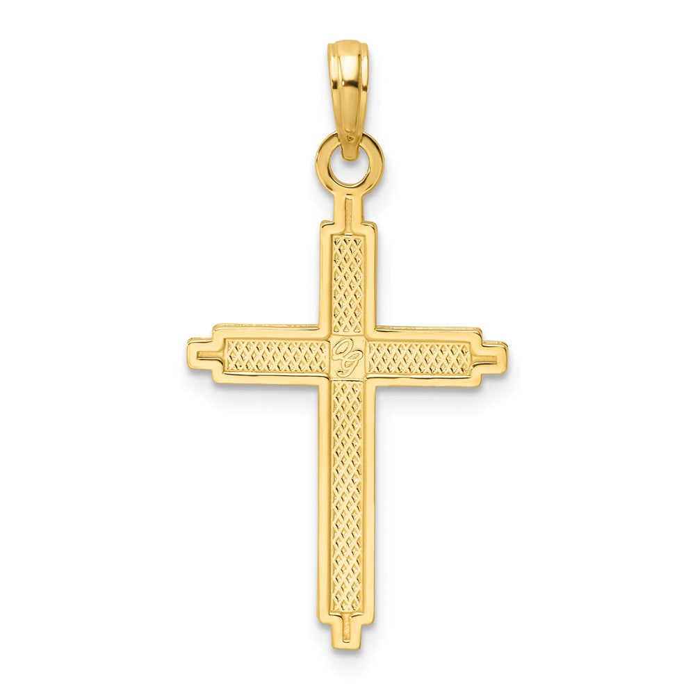 14K Polished Beaded Cross Pendant