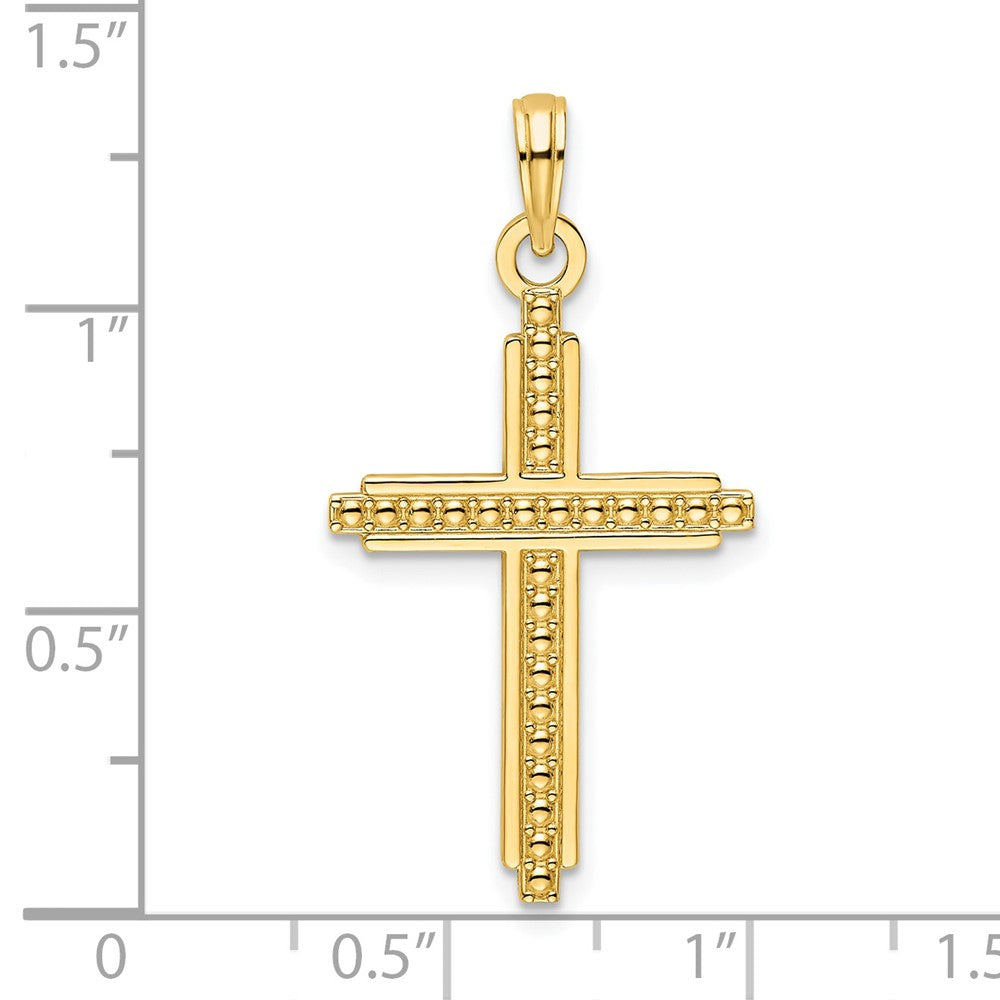 14K Polished Beaded Cross Pendant