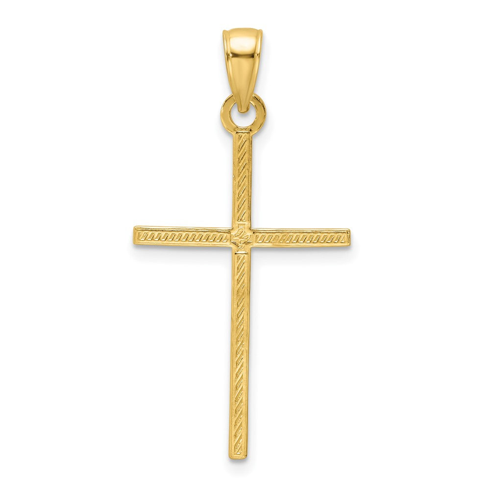 14K Polished Beaded Cross Pendant