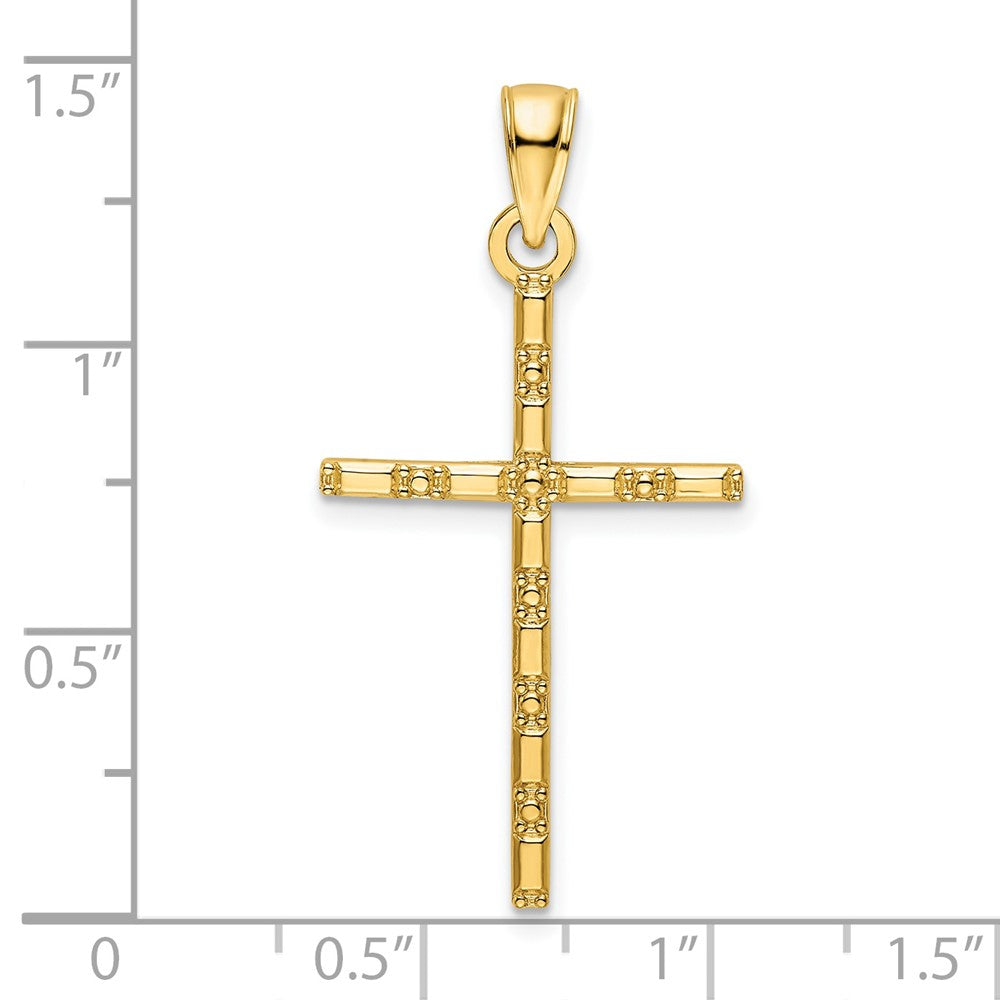 14K Polished Beaded Cross Pendant