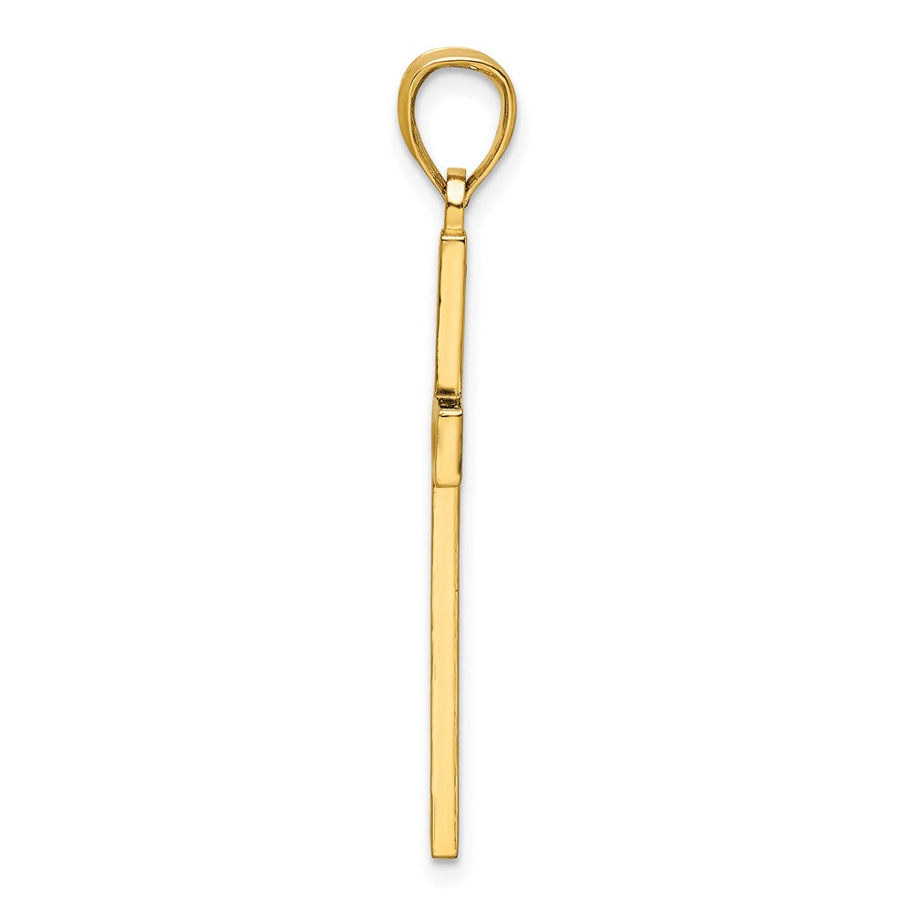 14K Polished Beaded Cross Pendant
