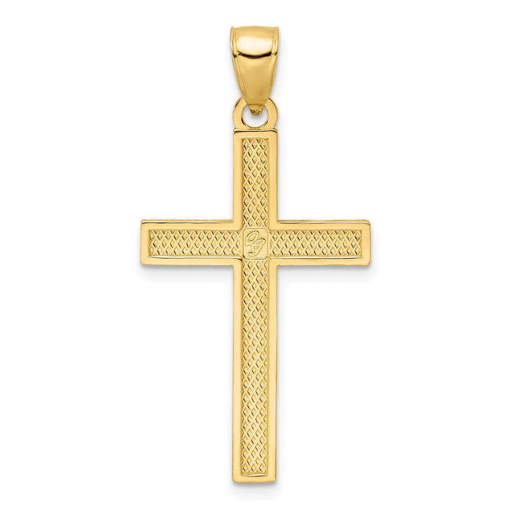 14K Polished Beaded Cross Pendant