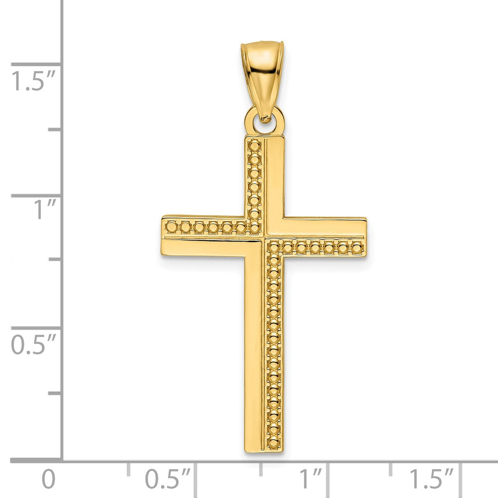 14K Polished Beaded Cross Pendant