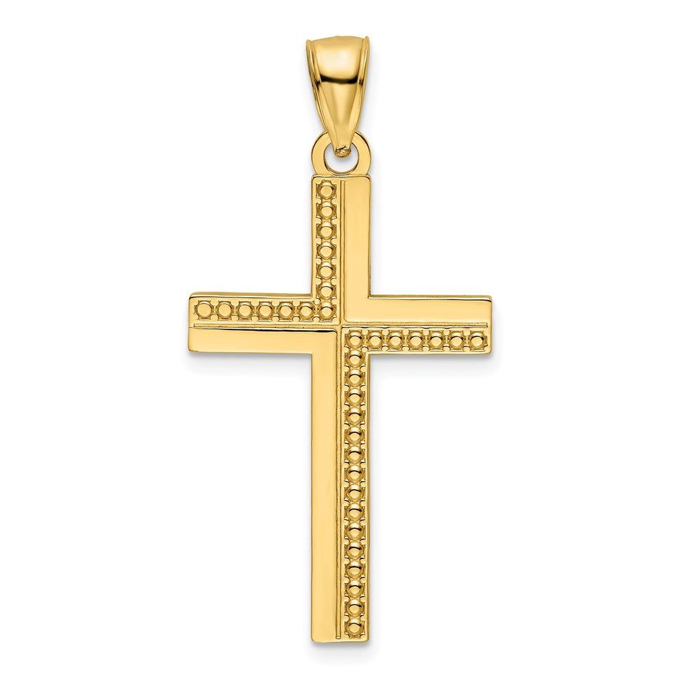 14K Polished Beaded Cross Pendant