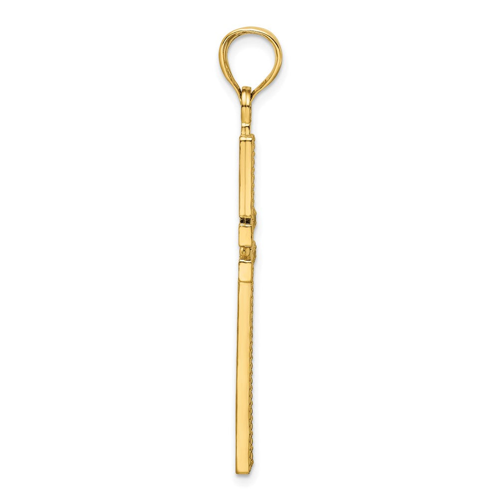 14K Polished Beaded Cross Pendant