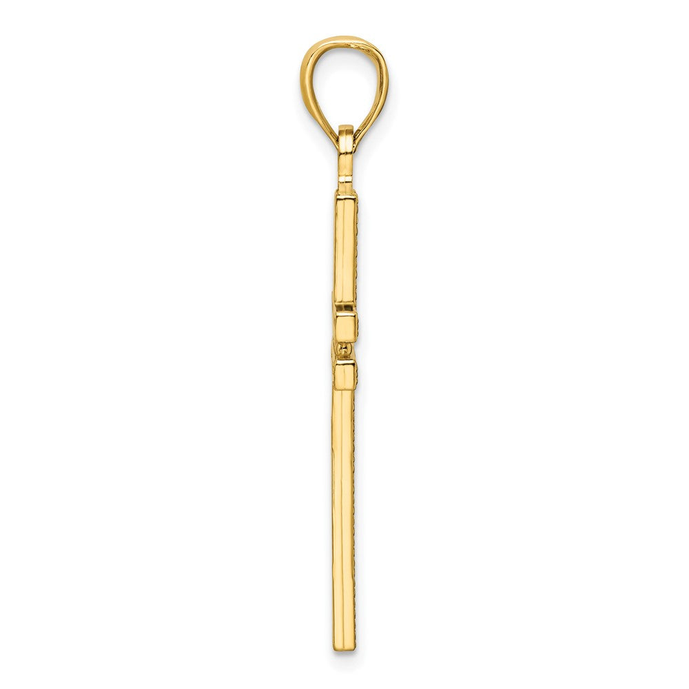 14K Polished Beaded Cross Pendant