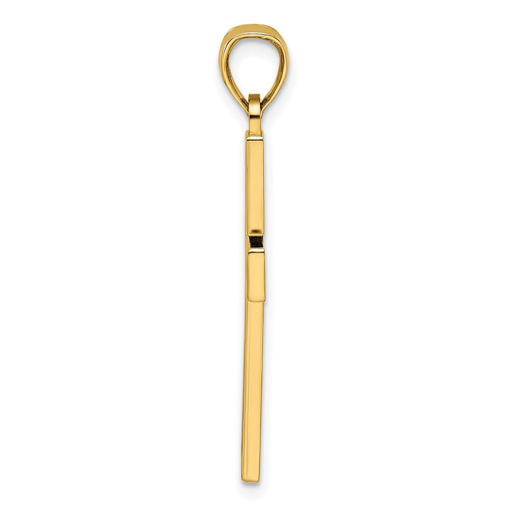 14k Beaded & Polished Double Cross Pendant