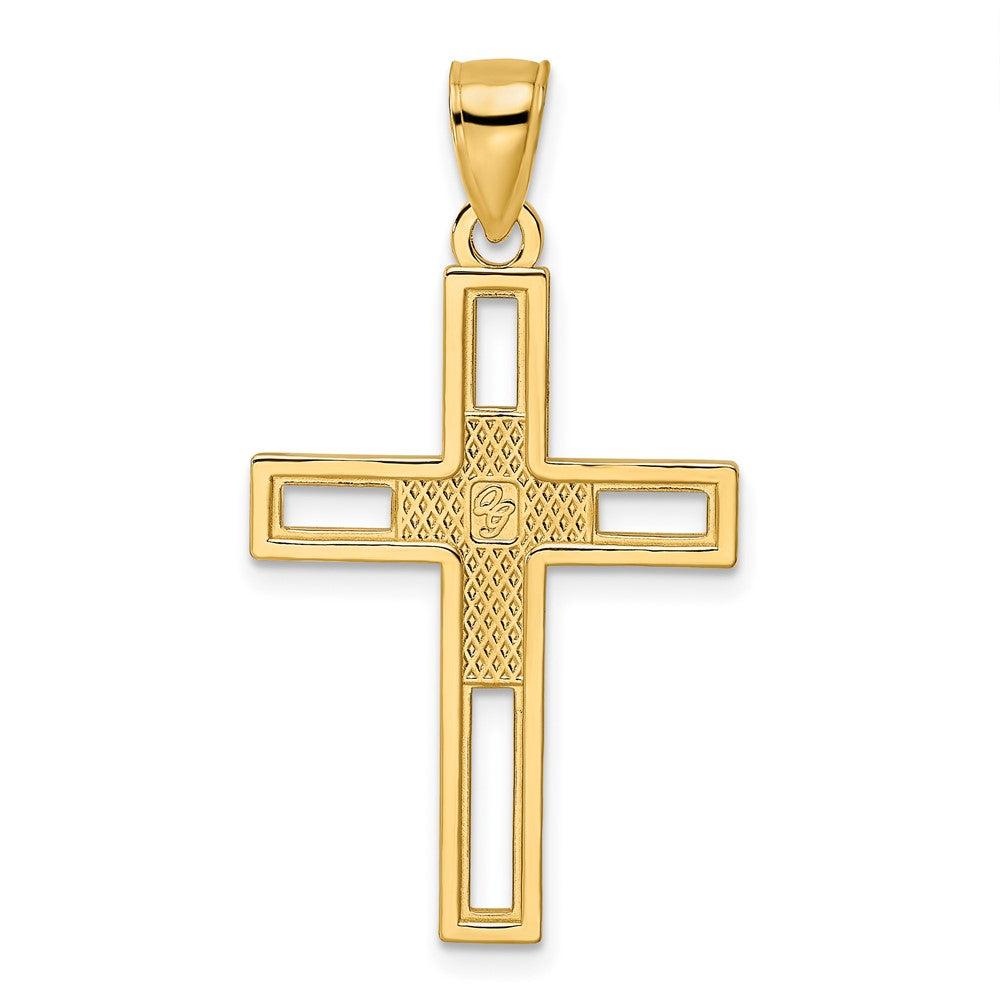 14k Beaded & Polished Double Cross Pendant