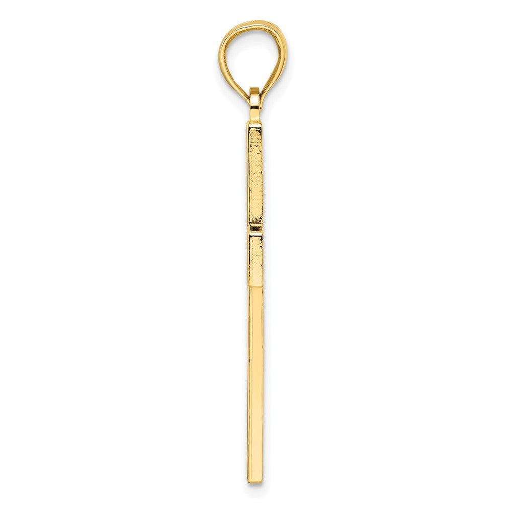 14k Beaded & Polished Double Cross Pendant