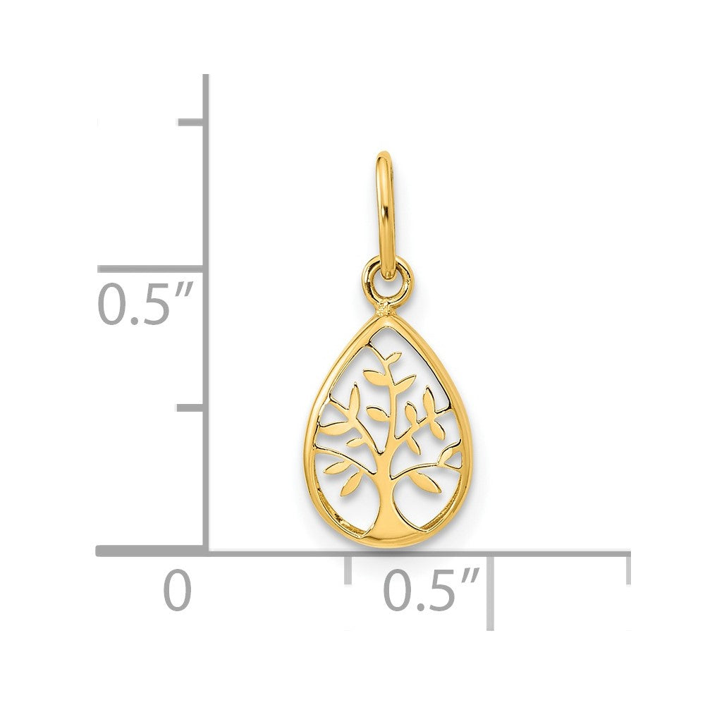 14K Polished Teardrop Tree Of Life Pendant