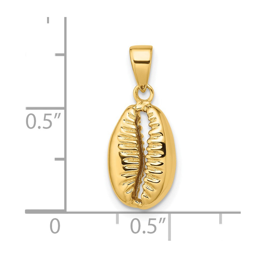14k Polished 3D Crowrie Shell Pendant