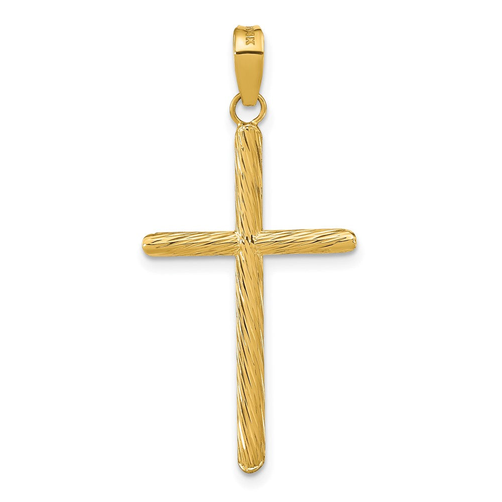 14K Polished & Textured Fancy Cross Pendant