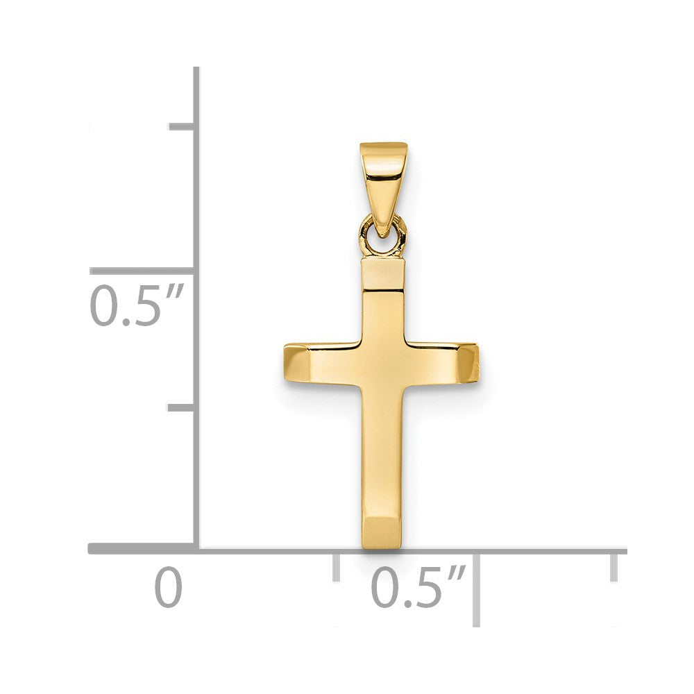 14K Polished Tapered Ends Hollow Cross Pendant